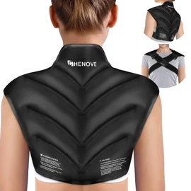 Chenove Ice Pack for Shoulders Upper Back with Strap, Neck and Shoulder Ice Pack Wrap Rotator Cuff Gel Reusable with Cold Compression Therapy, Soreness (Black)