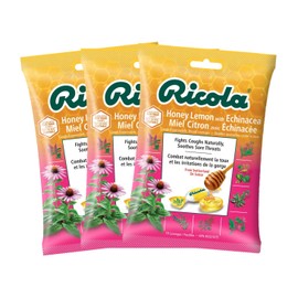 Ricola Honey Lemon with Echinacea Herbal Cough Suppressant Throat Lozenges, 19 drops per bag, 3-Pack