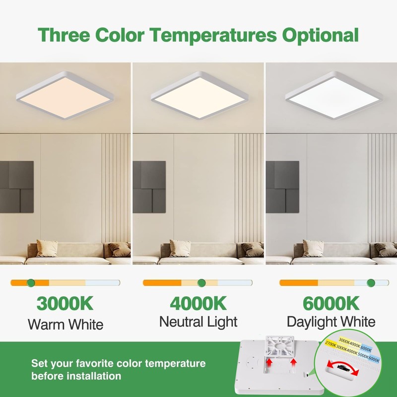 16 Inch Square LED Flush Mount Ceiling Light 2 Pack,
