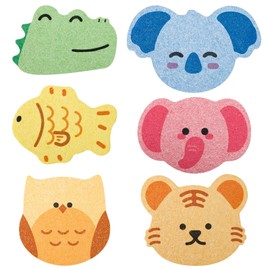 Mayoii Baby Bath Sponge - Soft and Gentle on Skin, Cute Animal Shapes Kids Sponges for Bath (Pack of 4 (Smiling Crocodile + Wombat + Owl + Tiger))