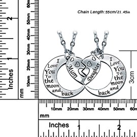 Sunwuun 2 Pcs Mother Daughter Gifts Heart Matching Necklace Set for Mum Mothers Day Gifts Birthday Christmas Presents for Mum and Daughter (Mum 1)