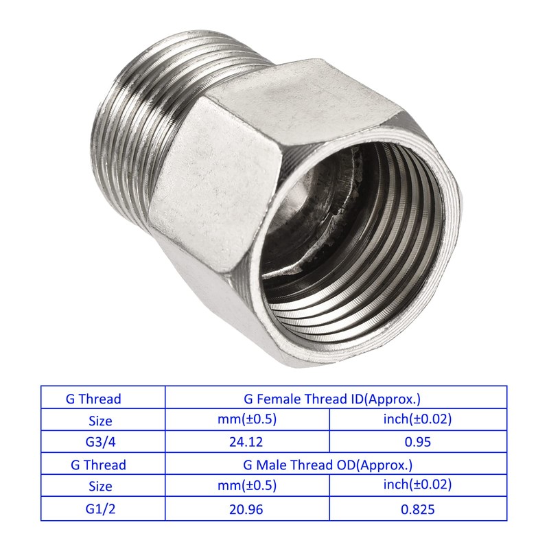 M METERXITY Stainless Steel G1/2 Male -G3/4 Female Hex Dia