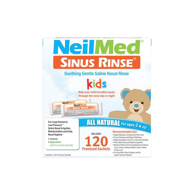 NeilMed's Sinus Rinse Pre-Mixed Pediatric Packets, 120-Count Boxes (Pack of
