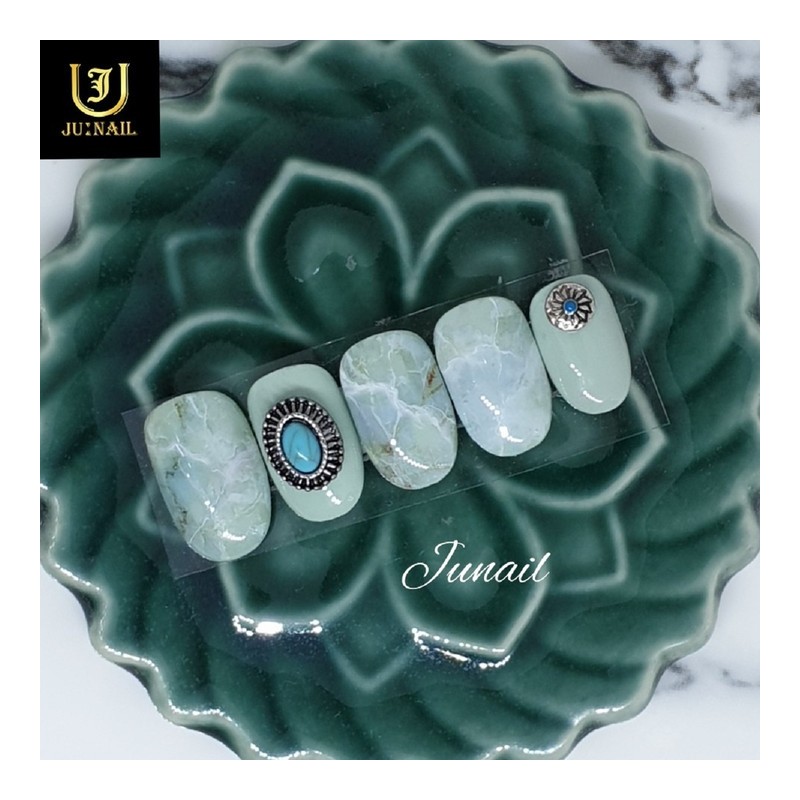Korean Celadon Handmade Nail Tips - Short Round / 고려청자