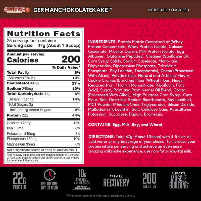 BSN Syntha-6 Whey Protein Powder, Cold Stone Creamery- Germanchökolätekäke Flavor,
