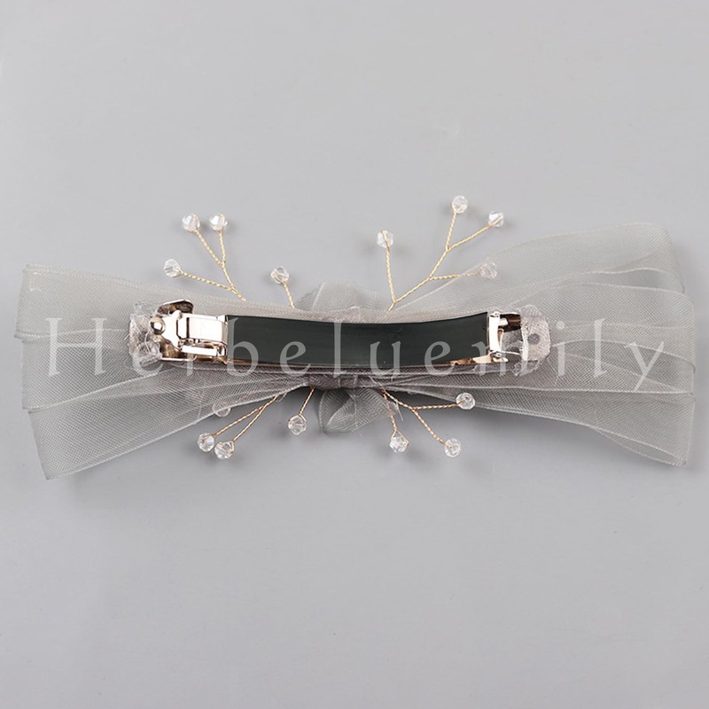 Herbeluemily Hair Clip, Ribbon, Beaded, Chiffon, Sheer, Formal, Pink