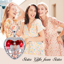 POPKIMI 3 Sisters Necklace Gifts for Sister Birthday Gift for Sisters Sisters Gifts from Sister 925 Sterling Silver Sister Pendant Necklace Sister Necklace for 3 Three Sisters Gifts I Love You to the Moon and Back Sister Necklace 3 Sister Gift from Siste