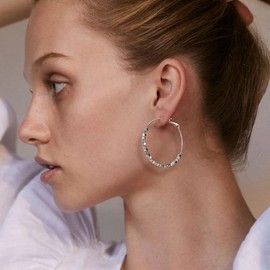 YKKZART Silver Hoop Earrings for Women Silver Big Hoop Earrings Hypoallergenic Lightweight Thin Hoop Earrings for Girl Birthday Gifts