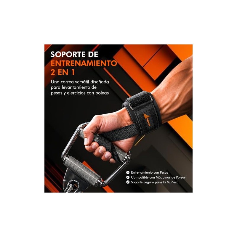 Hyperz - Muñequeras con Straps para Gym Par Muñequeras Acolchado