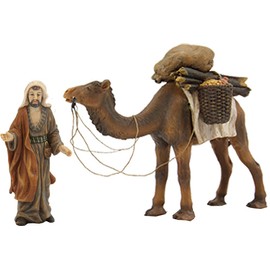FADEDA 2 x Camel with Driver, Height: 9 cm, Hand-Painted, Detailed Nativity Scene Figures, Christmas Table Decoration, Nativity Accessories