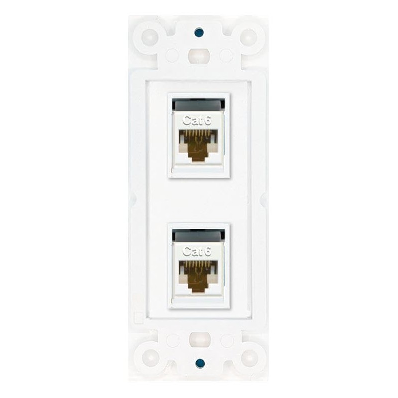 RiteAV 2 Port Cat6 Wall Plate Insert White