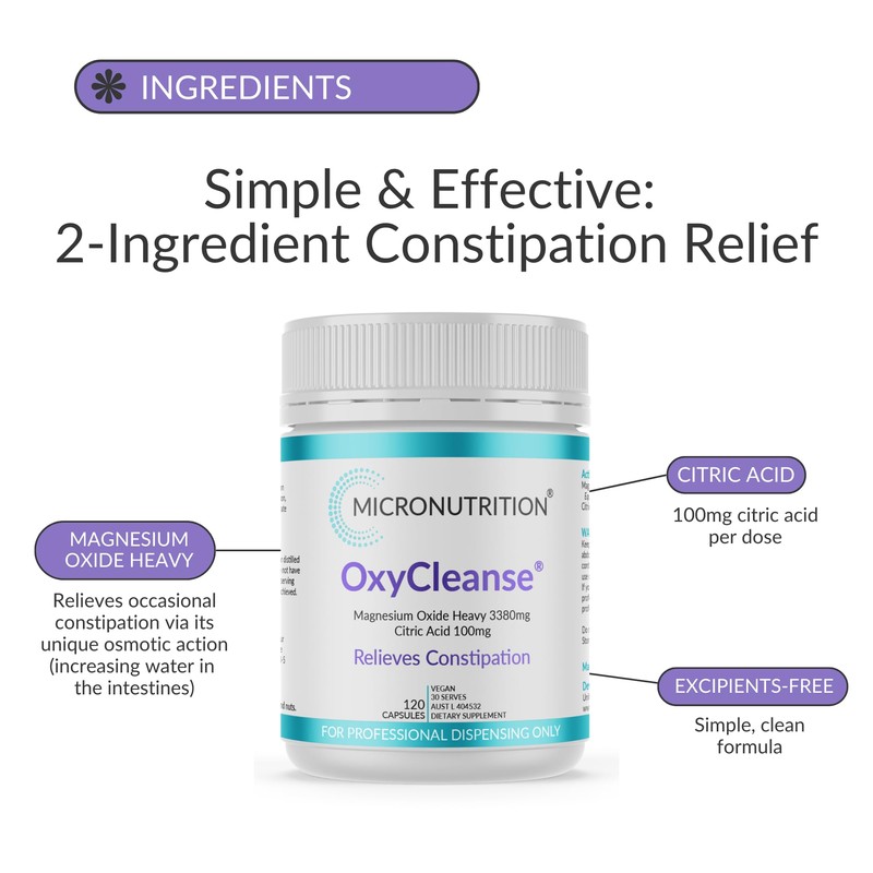 MICRONUTRITION OxyCleanse Constipation Relief (120 Capsules) Magnesium Oxide Supplement with