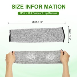 PATIKIL 38cm Cut Resistant Leg Sleeves, 2 Pair HPPE Protective Leg Protectors Sleeves Thin Skin Protective Sleeves for Welding Mowing Construction, Gray