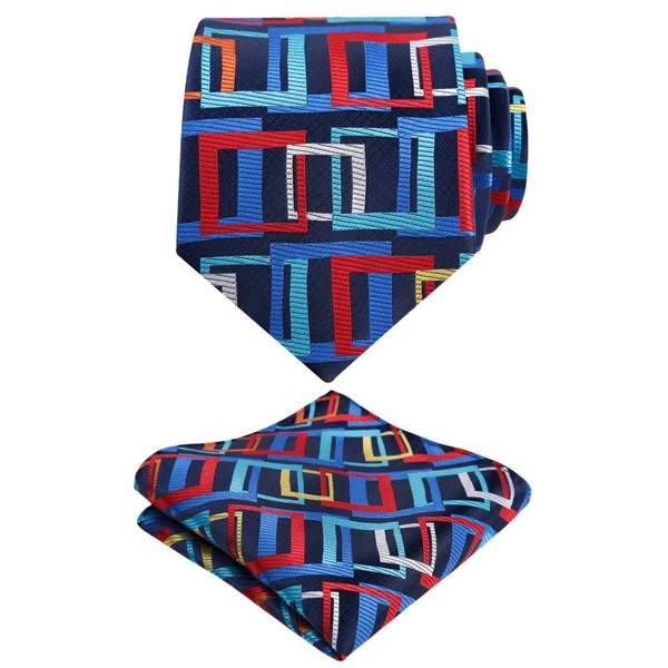 Alizeal Men's Tie with Pocket Square Fashion Elegant Wedding Business