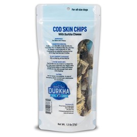 Durkha Cod Skin Chips – All-Natural Dog Treats, High in Omega-3, Gentle on Sensitive Stomachs, Infused with Himalayan Yak Cheese - 1 Pack