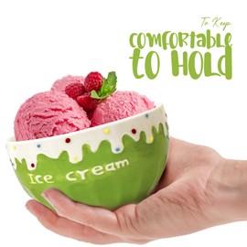 Ice Cream Bowls - Ceramic Bowl Set - Cute Ice Cream Bowls - Ice Cream Bowls Set - Desert Bowl Set - Ice Cream Bowls Ceramic - Bowls Set of 3-3 Colors In One Set - Green Blue Pink