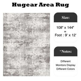 HUGEAR 9x12 Washable Rugs Grey Hallway Large Area Rug Indoor Accent Rug Abstract Non Slip Low Pile Carpet Distressed Throw Rug for Bedroom Living Room Office Dining Room Kitchen Laundry Room