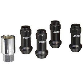 RAYS 17HEX Racing Lock Set, M12 x 1.5 BK (Black), 1.9 inches (48 mm), Long Type, 74130000250BK
