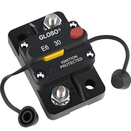 GLOSO GLOSO Circuit Breaker 30 A E69 for Marine Truck Boat RV Automotive Mid Range Mini T3 Manual Reset Switchable Compact Medium IP66 (30 A)