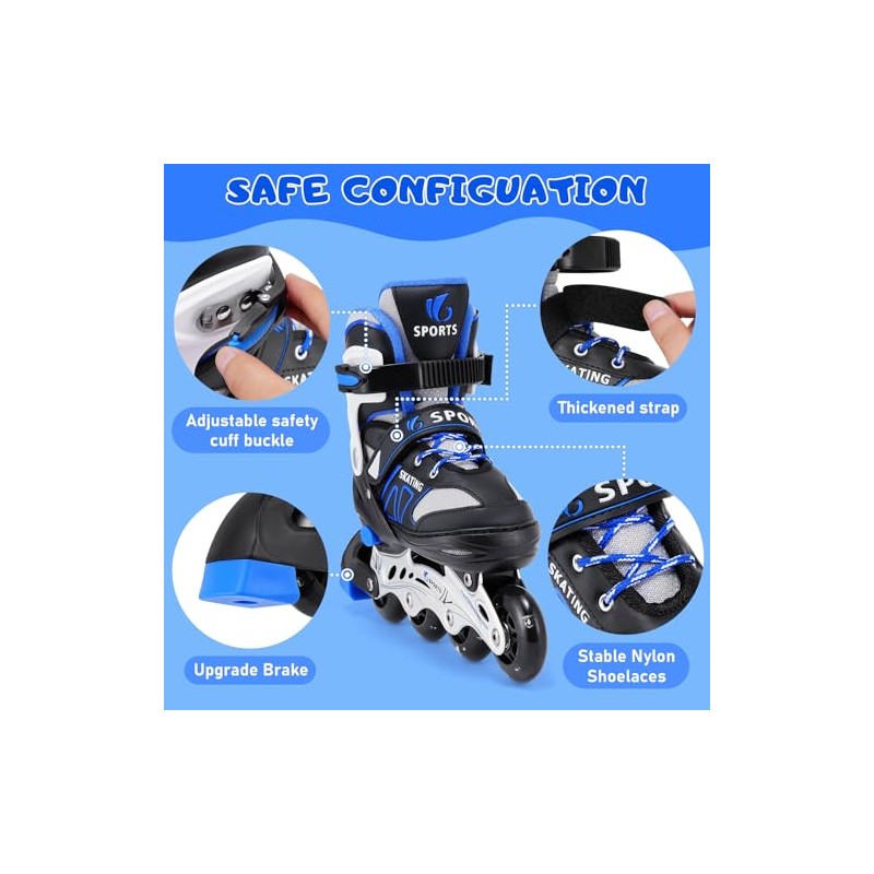Inline Skates f√ºr Kinder Jungen M√§dchen Anf√§nger, 4 Size verstellbare