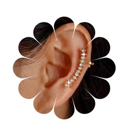 Andelaisi Boho Crystal Clip Cuff Earrings Vintage CZ Wrap Hoop Earrings Gold Rhinestone Ear Cartilage Earrings No Piercing Clip Earrings Jewelry for Women