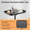 36" Salon Tray on Wheels Black, Adjustable Height Tattoo Tray