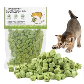 HavenJanny 120g Cat Grass Treats for Indoor Cats, Freezed Dried Cat Grass Teething Stick Snacks for Cats, Edible Feline Chew Toys for Hairball Control and Oral Health