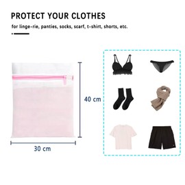 Net Laundry Bags 30 x 40 cm, Mesh Laundry Bags With Hidden Zipper, Washing Machine for Delicates, Bra, Socks, Baby Clothes, Durable Washing Machine bag, Reusable Delicate Laundry Bag (2 Pcs)