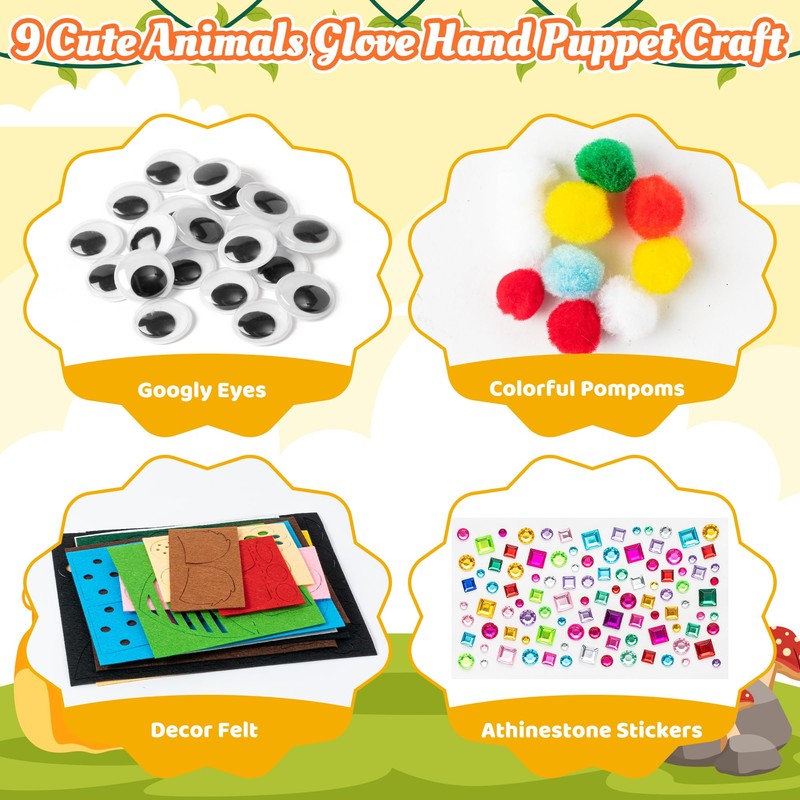 Hand Puppet Making Kit, Felt Glove Puppet Toys for Kids