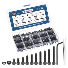 Kozelo 655pcs Socket Head Cap Screws Bolts Nuts Assortment Kit - [M3x5/6/8/10/12/14/16/18/20/25mm] Alloy Steel Black Oxide 12.9 Internal Hex Screw for 3D Printer Use, with Wrench