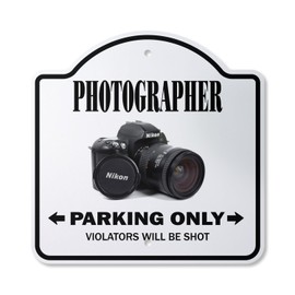Photographer 12" X 12” Sign | Indoor/Outdoor Plastic | SignMission Designer Parking Photography Camera Lens Pictures Photo Movie Novelty Gift Funny Joke Gag Road Garage