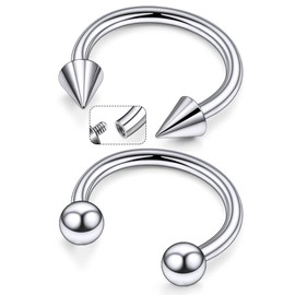 Tvalccoy F136 Titanium 14g Septum Ring 14 Gauge Horseshoe Earrings Jewelry Surgical 14 g 14mm Snake Bites Lip Rings Piercing Hoop Internally Threaded