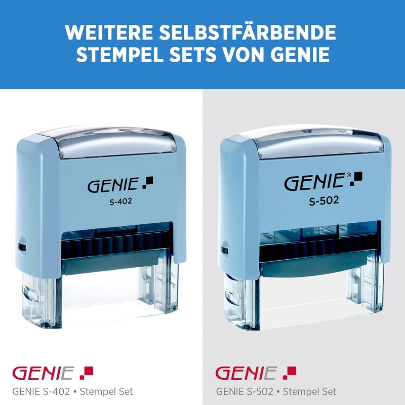 Genie S-402 Self-Inking Stamp set, includes Accessory, ink pad