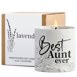 Aunt Gifts - Auntie Gifts from Niece, Auntie Gift Ideas from Nephew, Christmas Birthday Gifts for Aunty, Aunt Wedding and Mother's Day Gifts - 6 Oz Ceramics Scented Best Aunt Ever Candle