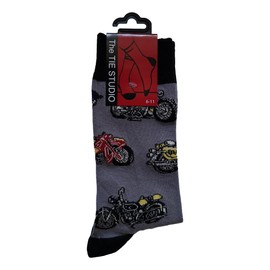 Tie Studio Vintage Motorbikes Unisex Novelty Grey Ankle Socks Adult Size 6-11