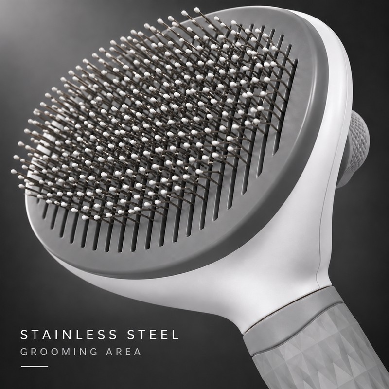 Self-Cleaning Pet Grooming Brush for Dogs & Cats – Stainless
