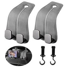 TAIHOBO Pack of 2 Car Seat Double Hooks Back Hooks, Leather Headrest Holder, Multifunctional Double Hooks for Car Seat Back, Car Accessories for Bags, Hidden Car Accessories Interior