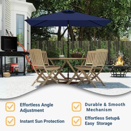 Patio Kingdom 6.5' x 10' Rectangular Patio Umbrella Large Outdoor Market Umbrella w/UV Protection, Push Button Tilt and Crank Lift, Rectangle Table Umbrella for Garden, Deck, Pool, Patio, Navy Blue