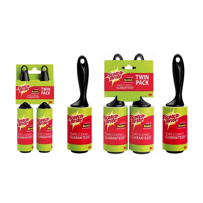 Scotch-Brite Mini Lint Roller, White, 2 Rollers Total