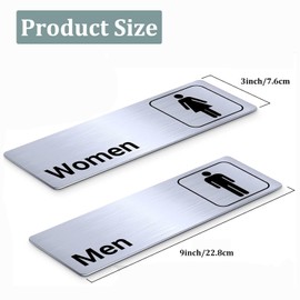 Restroom Sign, Men and Women Modern Restroom Sign with Self-Adhesive, 9 x 3 Inch Bathroom Door Signage Decor