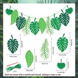 Green Tropical Palm Leaves Banner Set，UHOMENY 3Pcs Tropical jungle theme party decorations,Tropical Leaves Banner for summer, holidays, jungle, birthdays, Christmas, kitchen dining, summer themed part