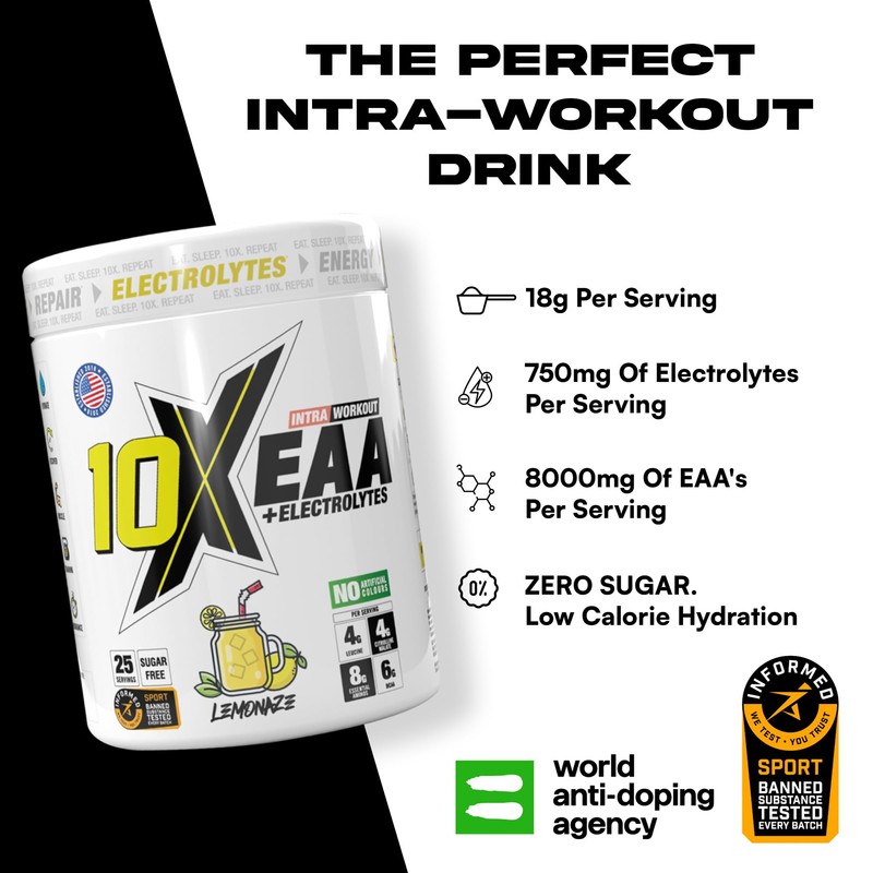 10X Athletic Full Essential Amino Acids Blend with Electrolytes, Sugar