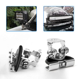 Hausdec 2Pcs Universal Hood Mount Led Light Bar Mounting Brackets Adjustable Clamp Pillar Holder Led Work Light Bar Stainless Steel Hood for Truck SUV No Need Drilling