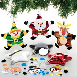 Baker Ross Christmas Star Bauble Kits – Pack of 6, Make Your Own Christmas Bauble Decoration, Christmas Decoration Craft Kit (FE985)