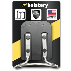 Holstery HammerMaster PRO | Hammer Holder Loop - Clip-on Tool Belt Holster Holds Hammer, Hatchet and Mallet - All Metal, Black