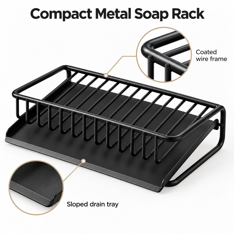 Bathroom Soap Holder Draining Rack, Self-Draining Soap Dish with Anti-Slip