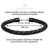 Mendozza Men's Bangle Leather Bracelet Stainless Steel Bangle Individually Adjustable