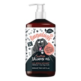 Bugalugs Scottish Salmon Oil For Dogs & Cats, Dog Supplement Support for Skin And Coat, Itchy Skin & Moulting, Omega 3 Fish Oil (Salmon, 500ml)