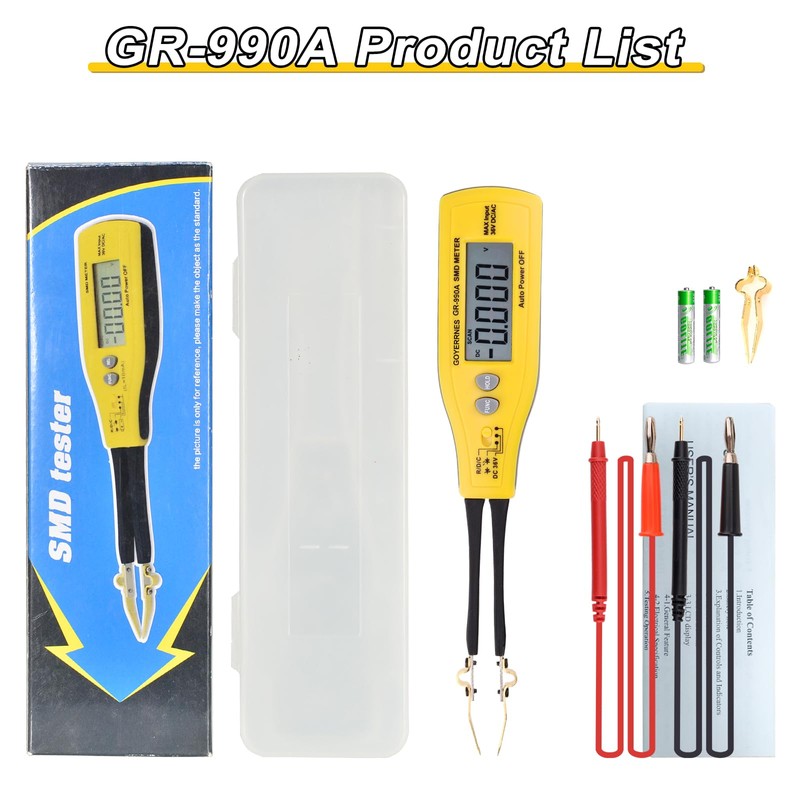 Digital SMD Clip Meter Measurement Resistance Capacity Voltage Multimeter Resistance