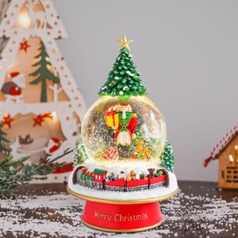 Christmas Snow Globe Musical - Nutcracker Snow Globes Christmas Tree Train Water Snow Globes with 7 Colors LED Lights Change Music Box Home Christmas Decor for Kids 8.66 inch